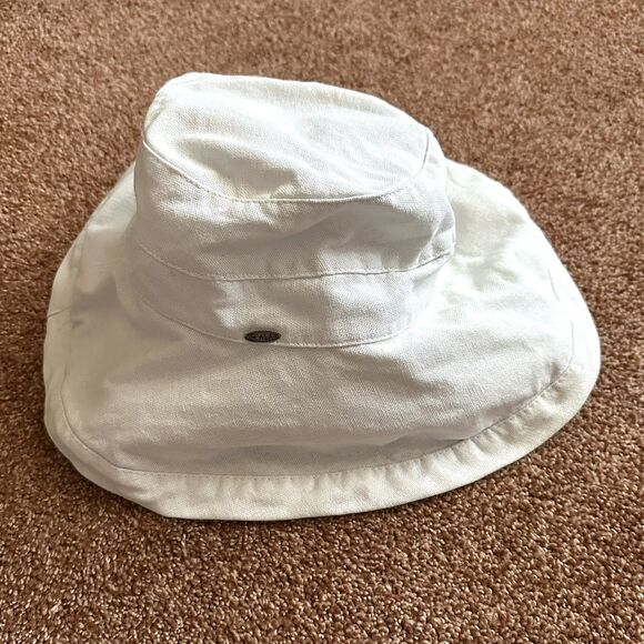 Scala Collezione Canvas Bucket Beach Sun Hat Adjustable Floppy Cotton White - Picture 1 of 9